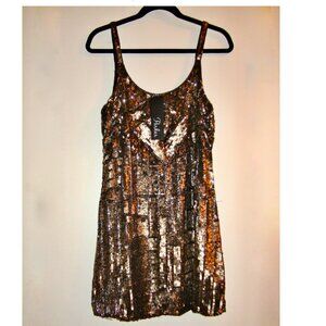 Parker Hayden Bronze Beaded Sequin Mini Dress